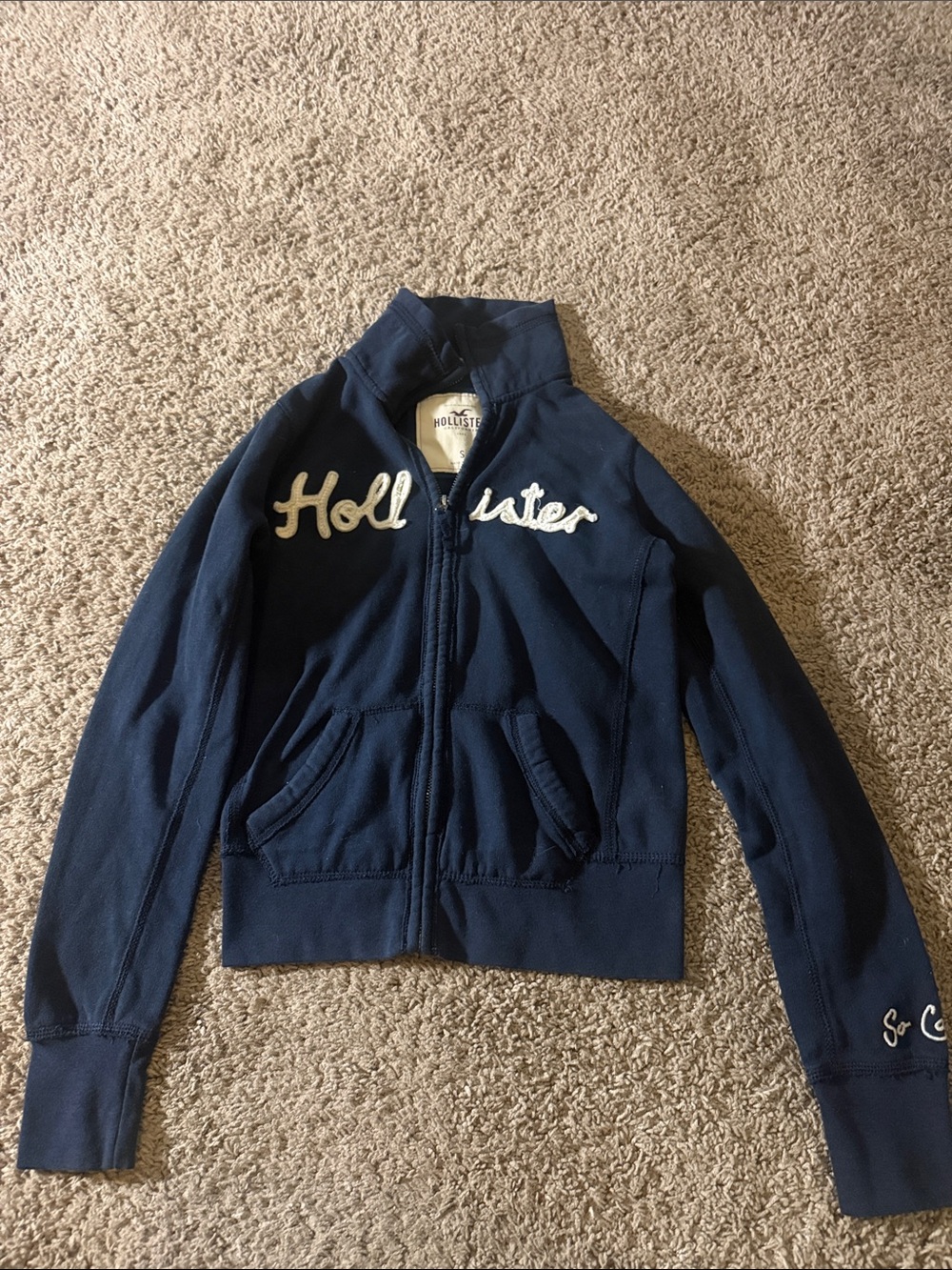 Hollister Navy Zip-Front Jacket Size Small